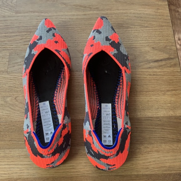 ROTHY’S NEÓN CAMO ORANGE/GRAY FLATS RARE LIMITED EDITION SIZE W 7 - Picture 4 of 10